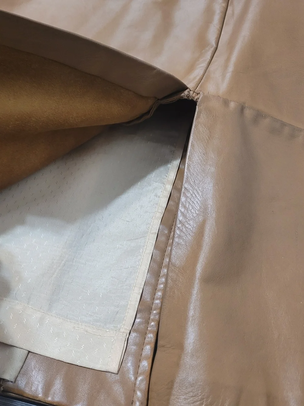 Mens Two-Tone Tan Leather & Suede Jacket Vintage Size Large
